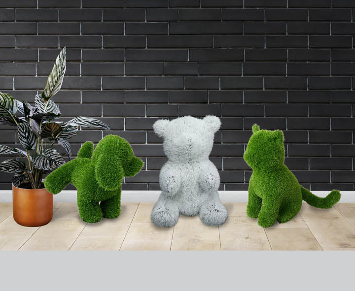 universal statues green look artificial grass animal topiaries cover