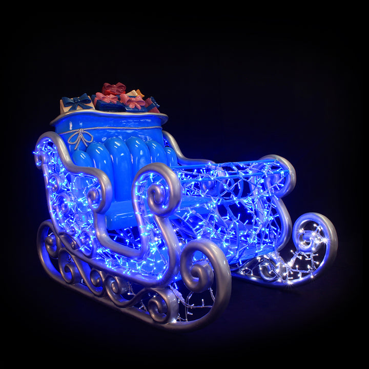 Santa Sleigh - Red/warm white - Floor standing