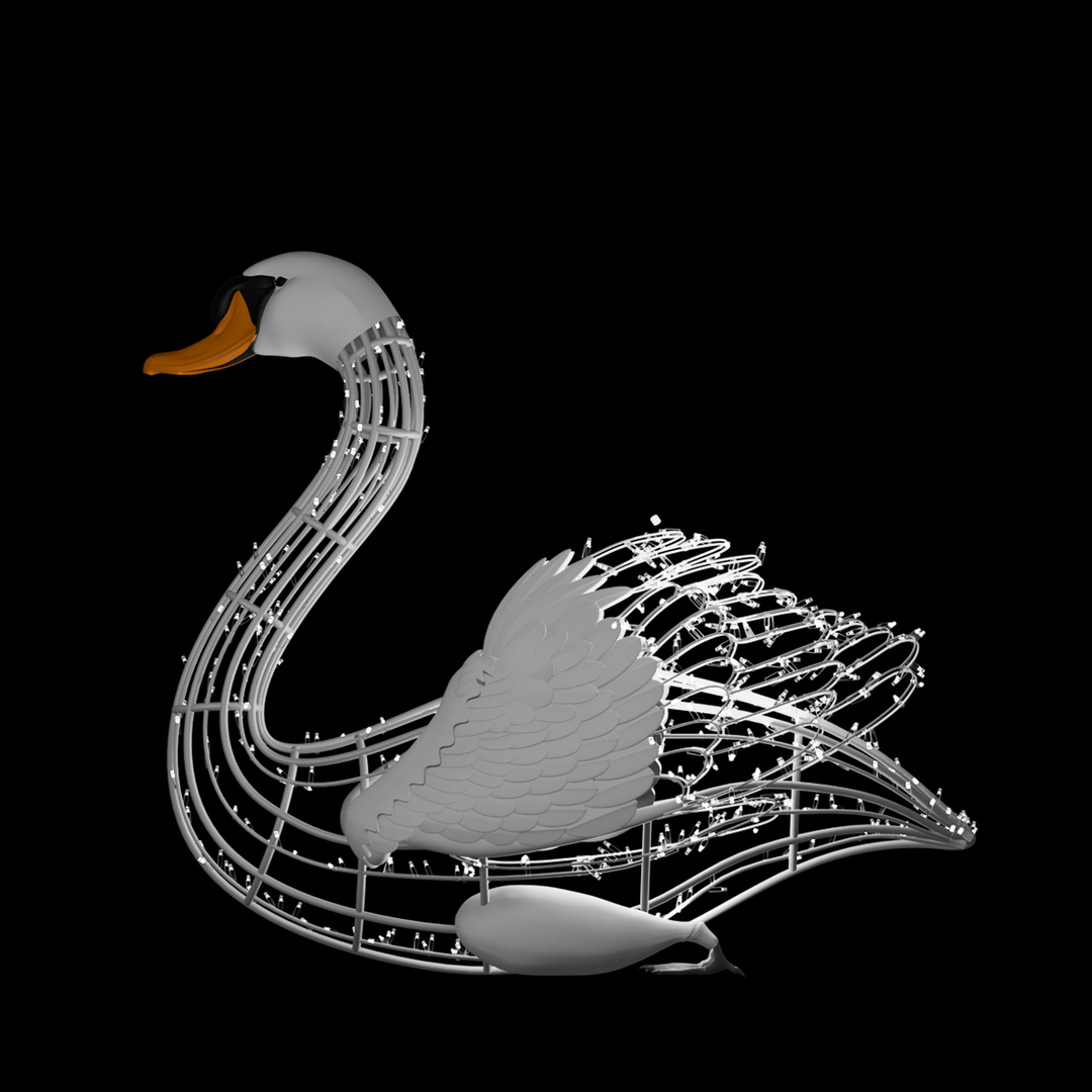 Majestic Male Swan - Cold White - Floor standing