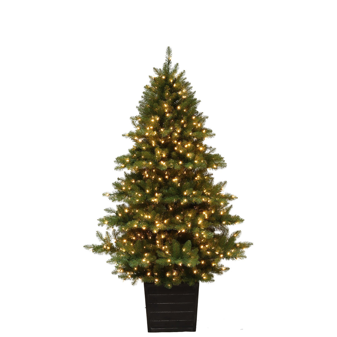 Austrian Pine 6.5FT Flocked Christmas Tree with Warm White LED Lights