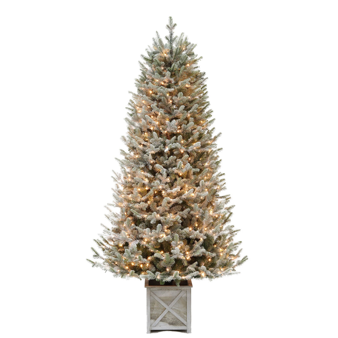 Alta Pine Fir 7FT Flocked Christmas Tree with Warm White 3MM LED Lights
