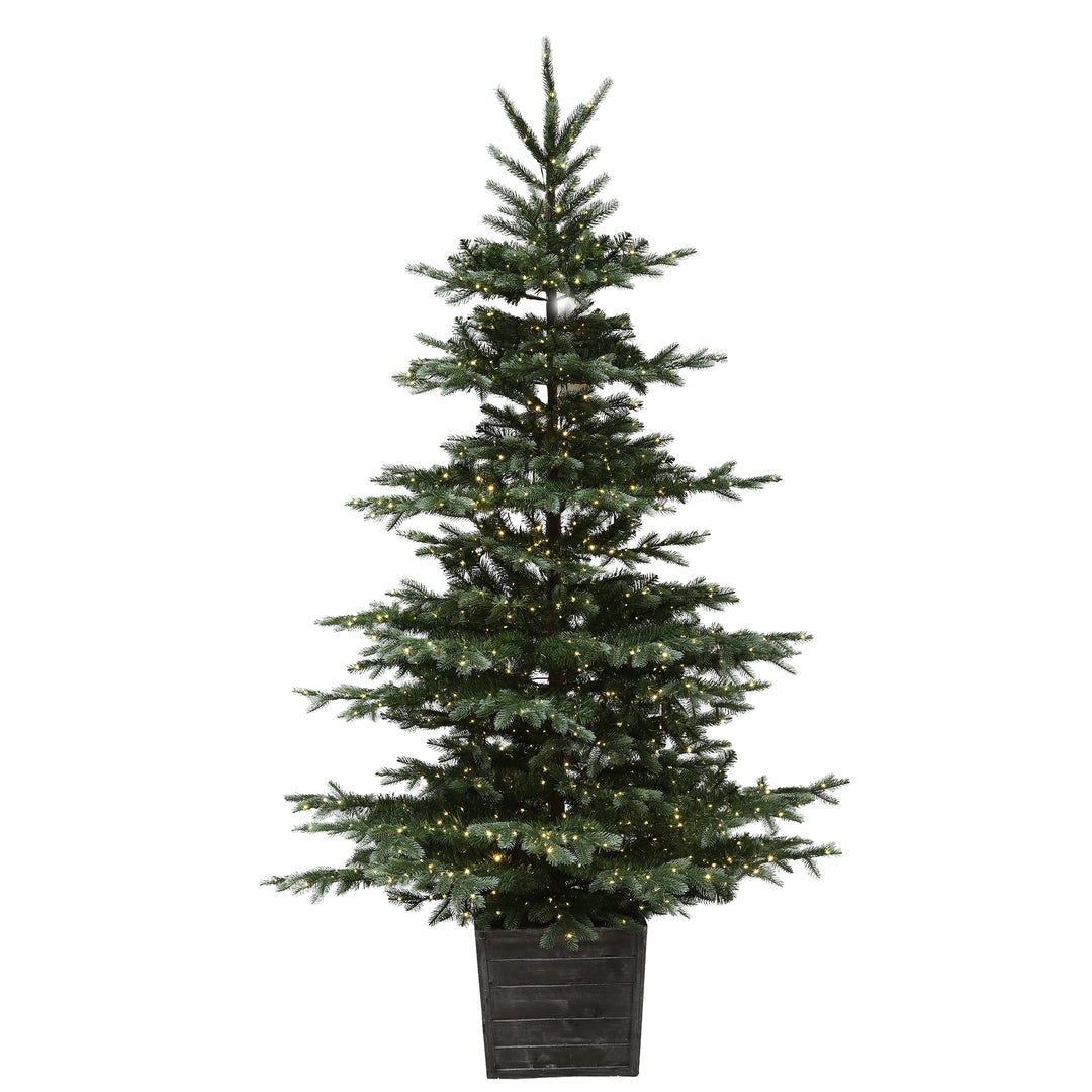 Gore Mountain 7.5FT Christmas Tree with Warm White Rice Lights and Quick Pole