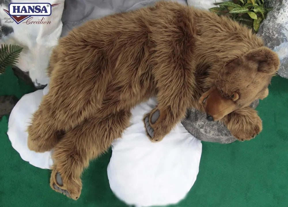 Animatronics Grizzly Bear Sleeping on Rock - 140cm Long