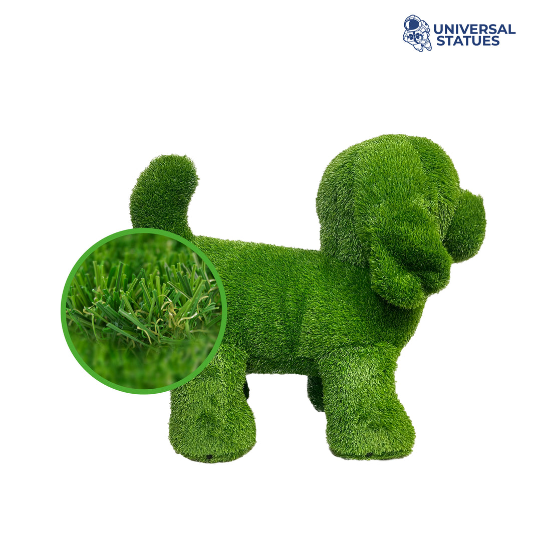 artificial animal topiary, animal topiary, artificial turf grass animal topiary, dog topiary, standing dog topiary