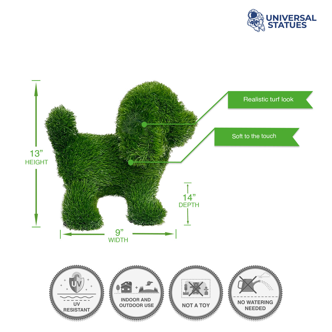 artificial animal topiary, animal topiary, artificial turf grass animal topiary, dog topiary, standing dog topiary