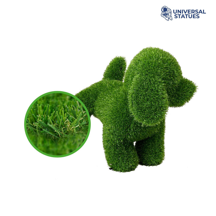Naughty Peeing Green Dog Turf Animal Topiary for Unique Home Decor