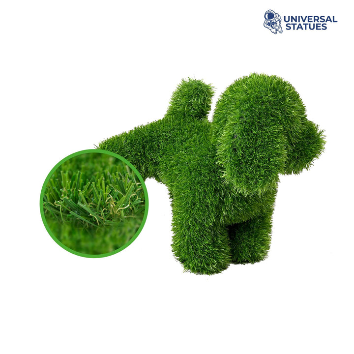 Naughty Peeing Green Dog Turf Animal Topiary for Unique Home Decor