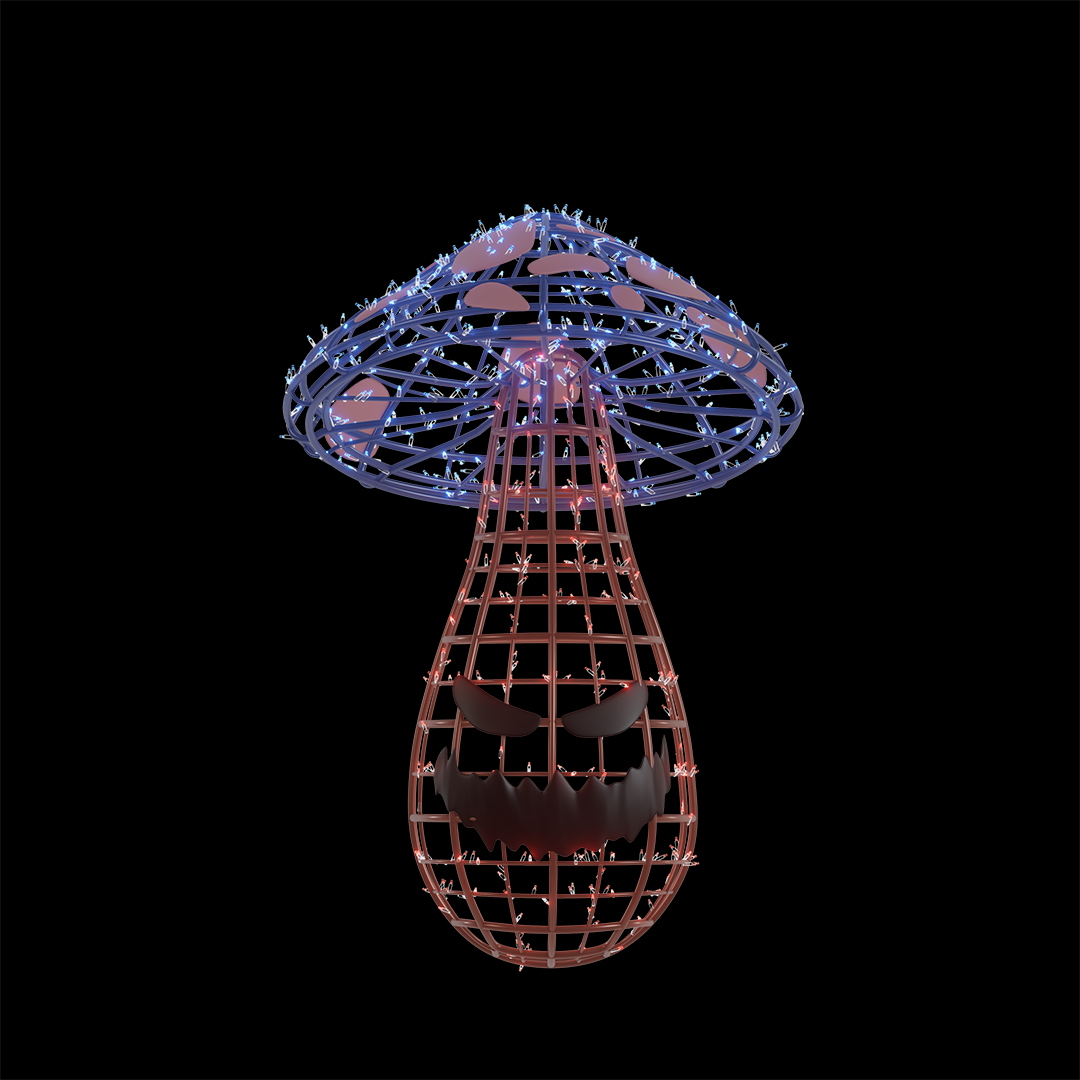 SPOOKY MUSHROOM 2 - Blue/Red - Floor standing