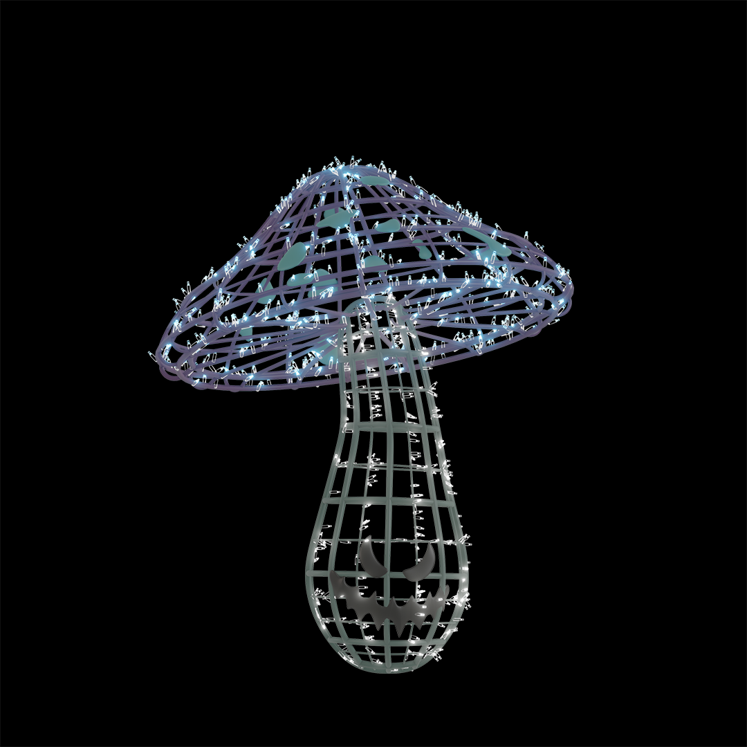 SPOOKY MUSHROOM 3 - Turquise/Cold White - Floor standing