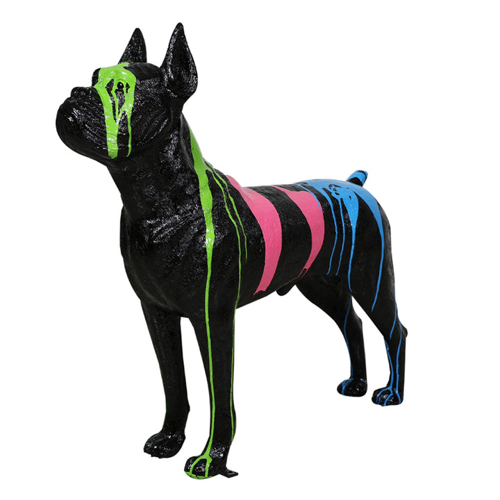 Boxer (All Black Color With Running Neon Paint of Blue, Green & Pink)