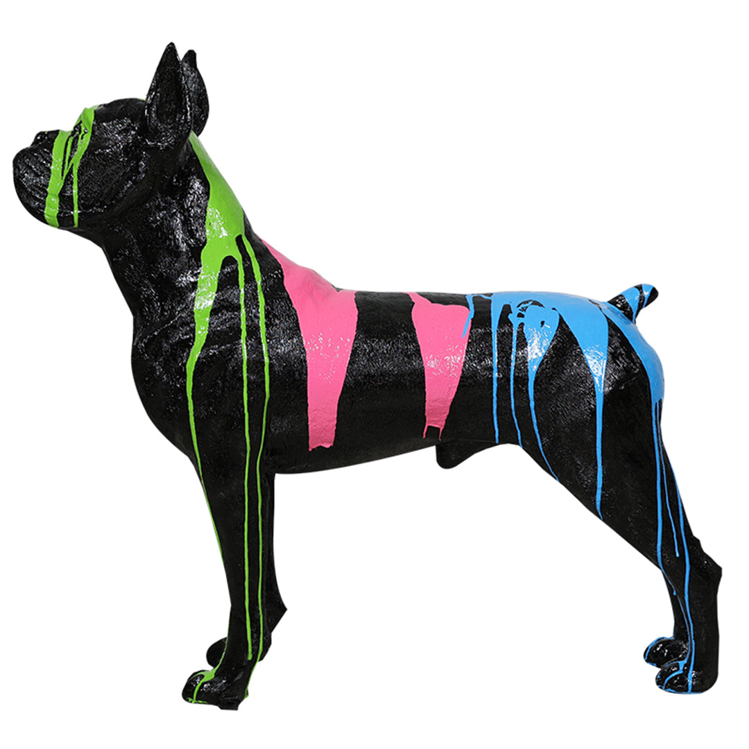 Boxer (All Black Color With Running Neon Paint of Blue, Green & Pink)