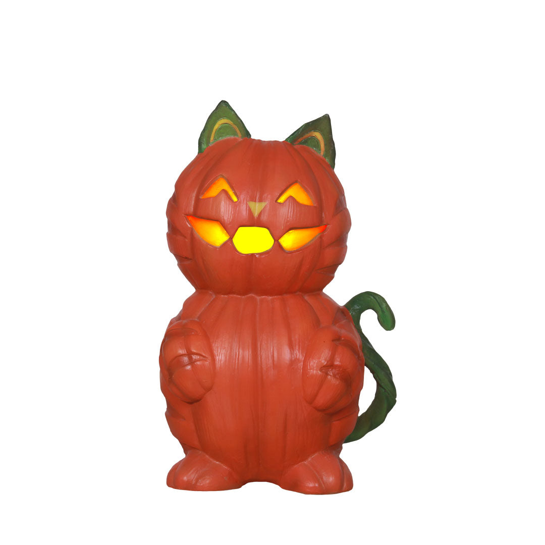 pumpkin cat statue