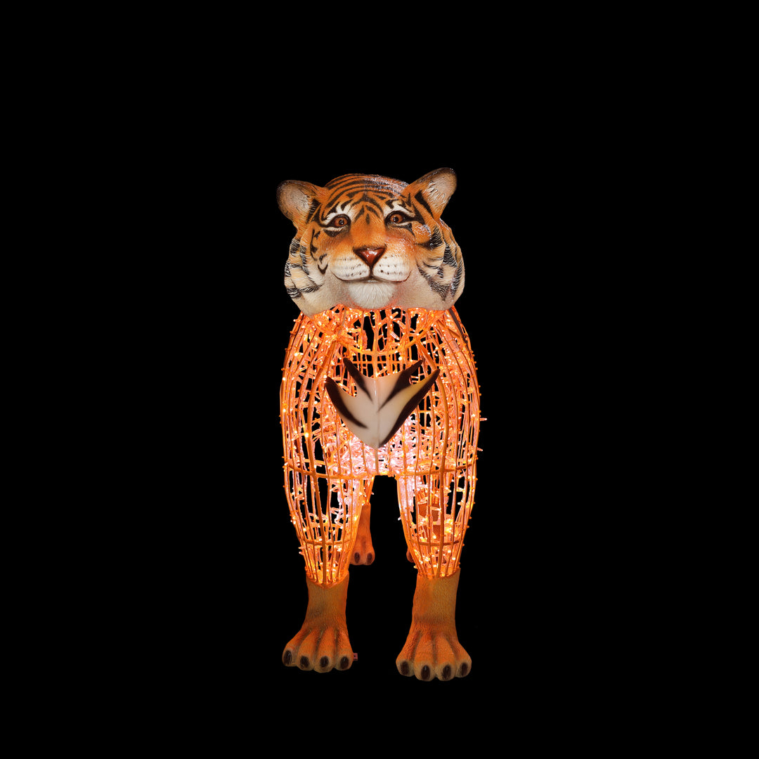 Illuminated Tiger Standing Statue