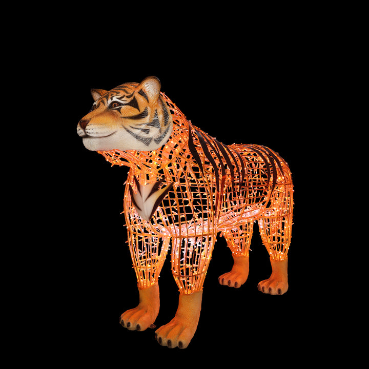 Illuminated Tiger Standing Statue