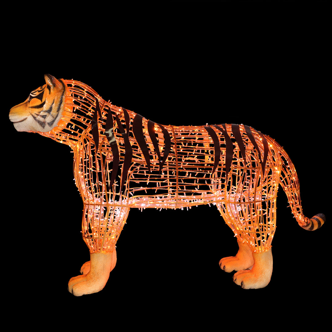 Illuminated Tiger Standing Statue