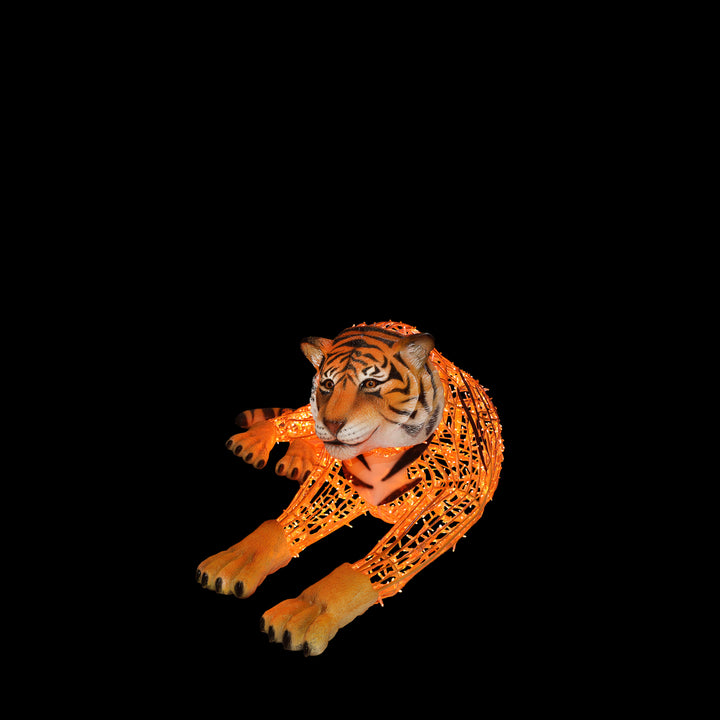 Illuminated Tiger Laying Statue