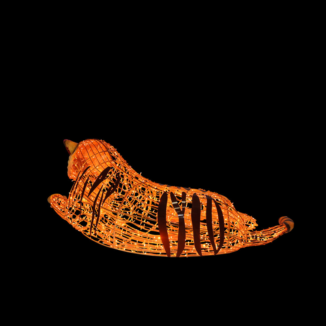 Illuminated Tiger Laying Statue