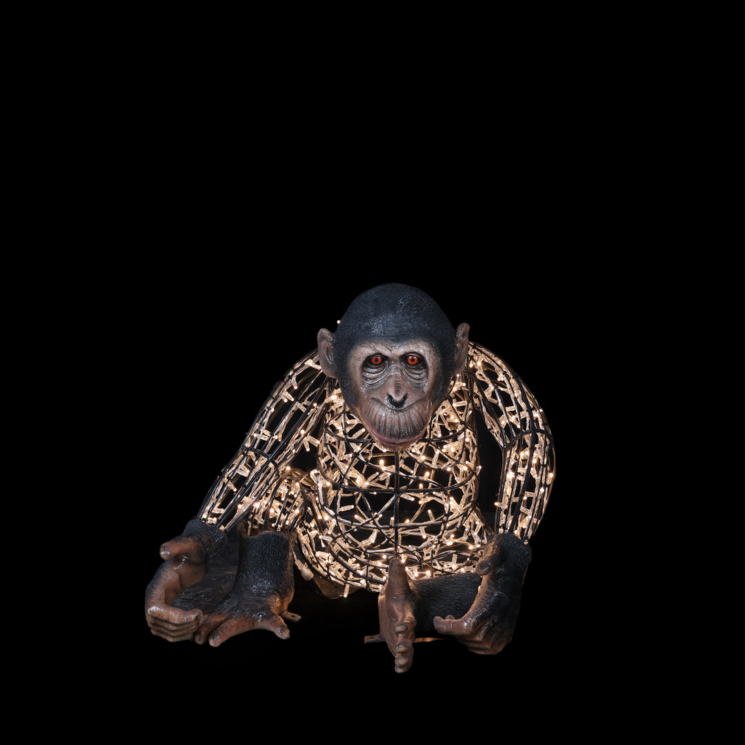 Illuminated Monkey Mom Statue