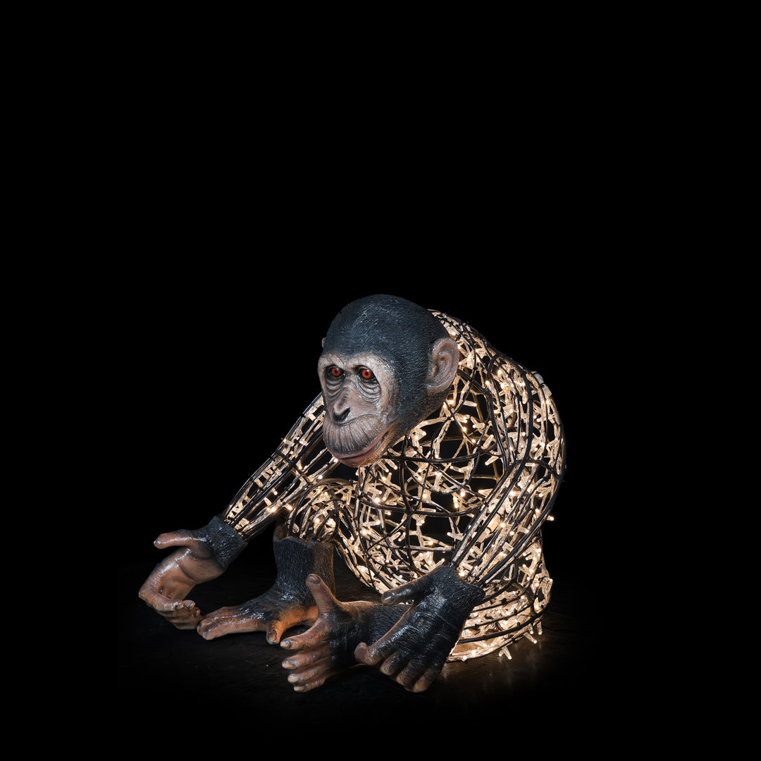 Illuminated Monkey Mom Statue