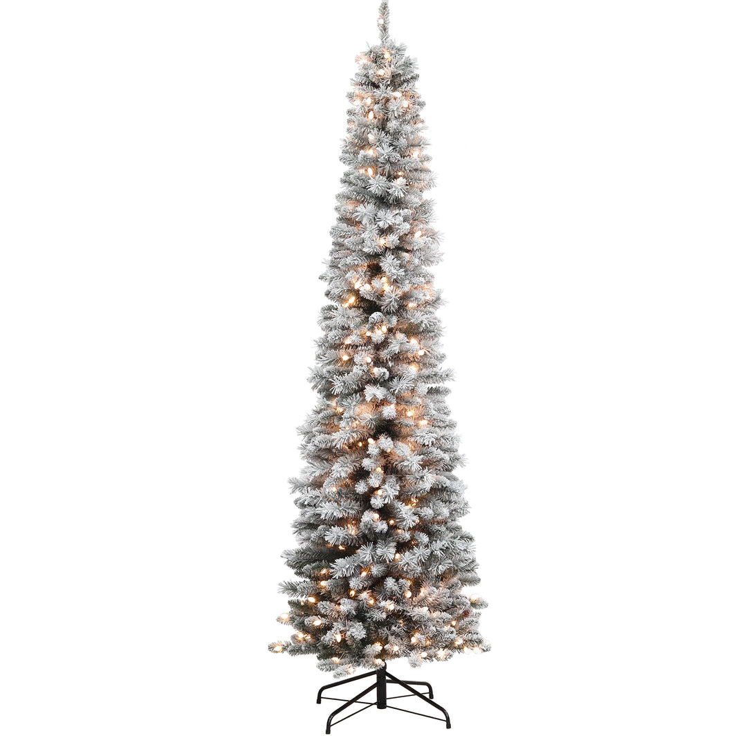 Bovina Fir Pine 7.5FT Flocked Christmas Tree with Dual-Color C4 LED SB Lights