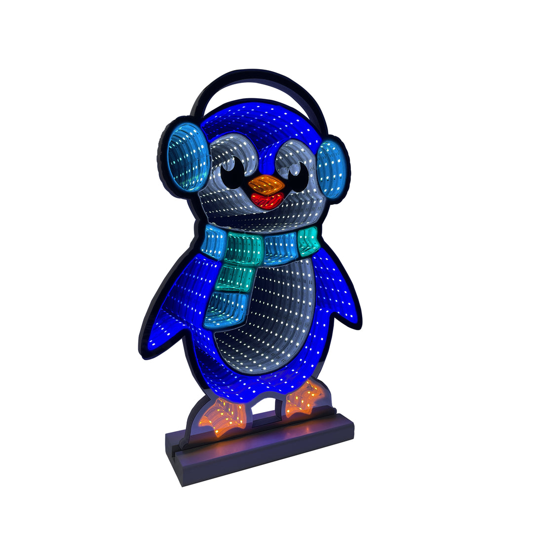 40cm Infinity Christmas Penguin With Wooden Base