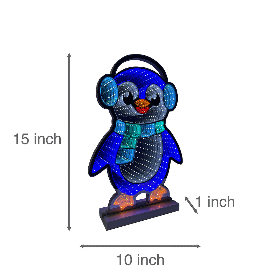 40cm Infinity Christmas Penguin With Wooden Base