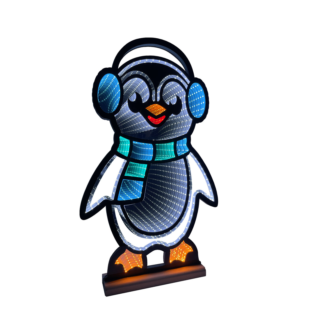 40cm Infinity Christmas Penguin 2 With Wooden Base