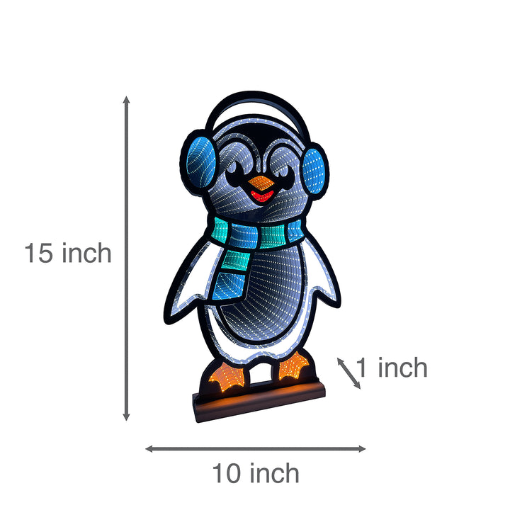 40cm Infinity Christmas Penguin 2 With Wooden Base