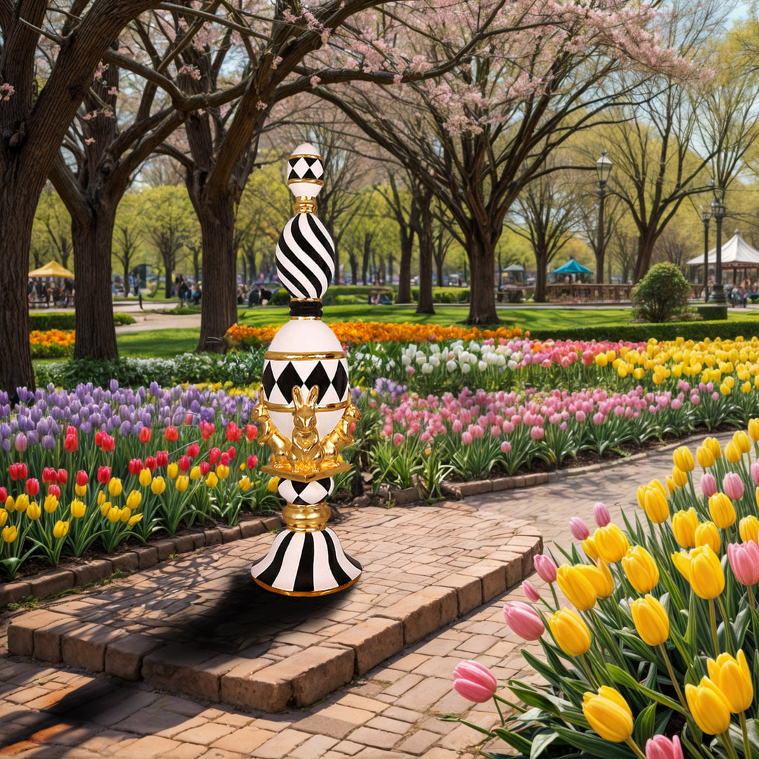 Black & White or Festive-Colored Easter Bunny Finial 5ft Tall