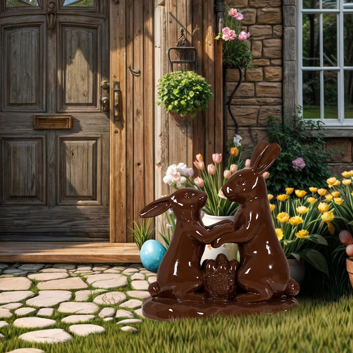 Easter Chocolate Bunny Couple Statue