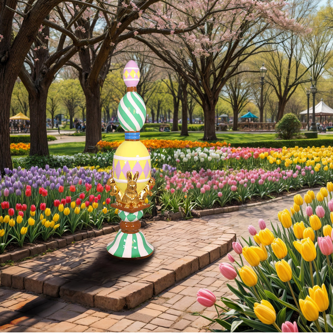 Black & White or Festive-Colored Easter Bunny Finial 5ft Tall