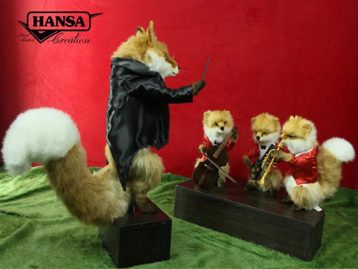 (A) Musician Foxes and Fox Conductor 29in H