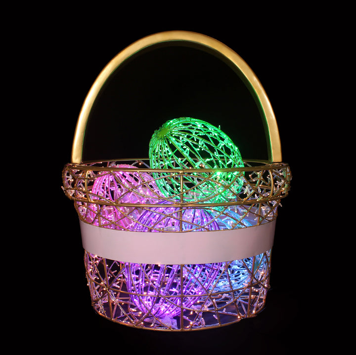Light Basket With Easter Light Eggs
