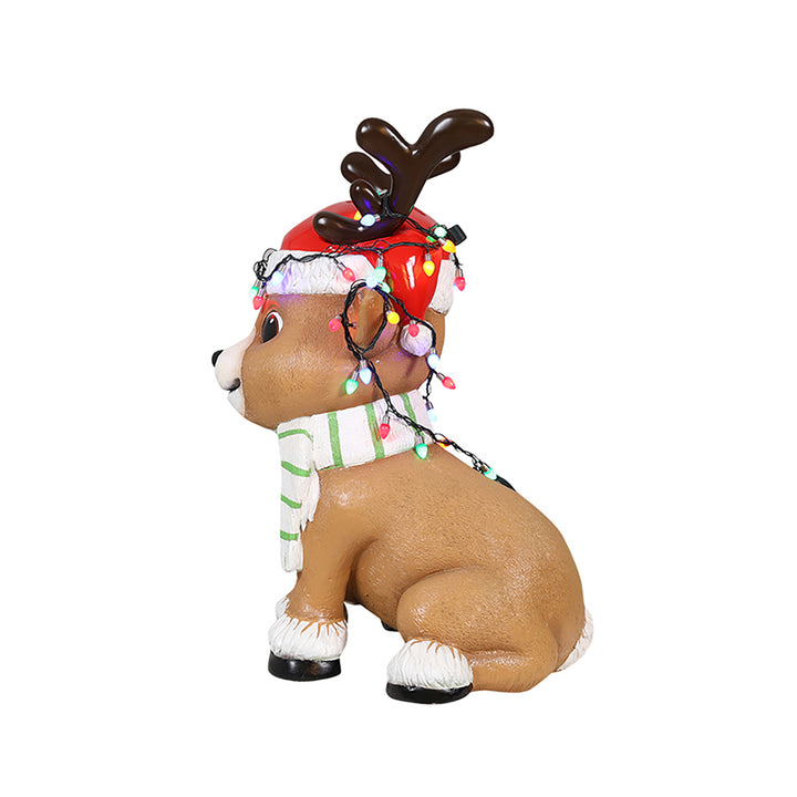 Baby Deer Christmas Statue with String Lights