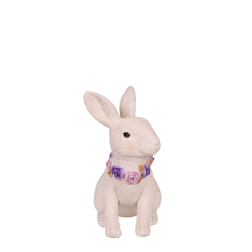 bunny statue with necklace for easter decoration front view