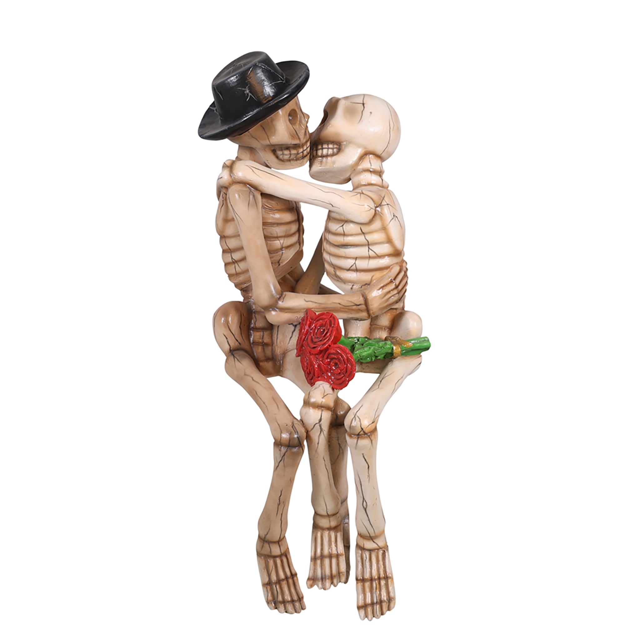 Halloween KISSING deals SKELETONS Couple On Bench With Pumpkins NEW