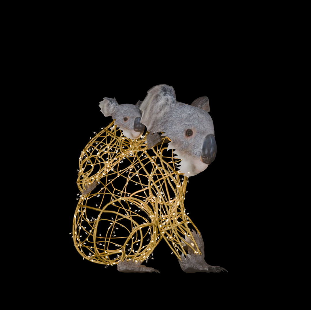 Illuminated Koala Mom And Baby Statue