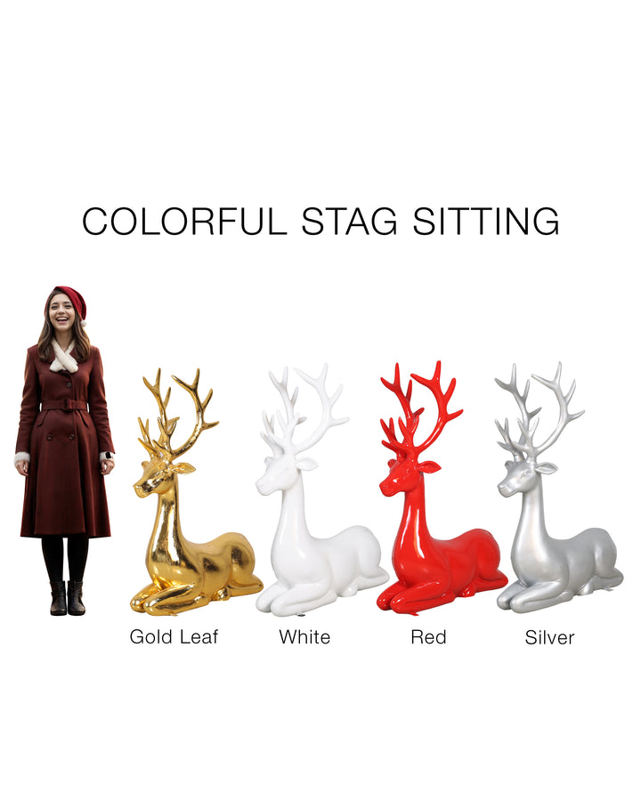 Deer Sitting Statues (Stags)