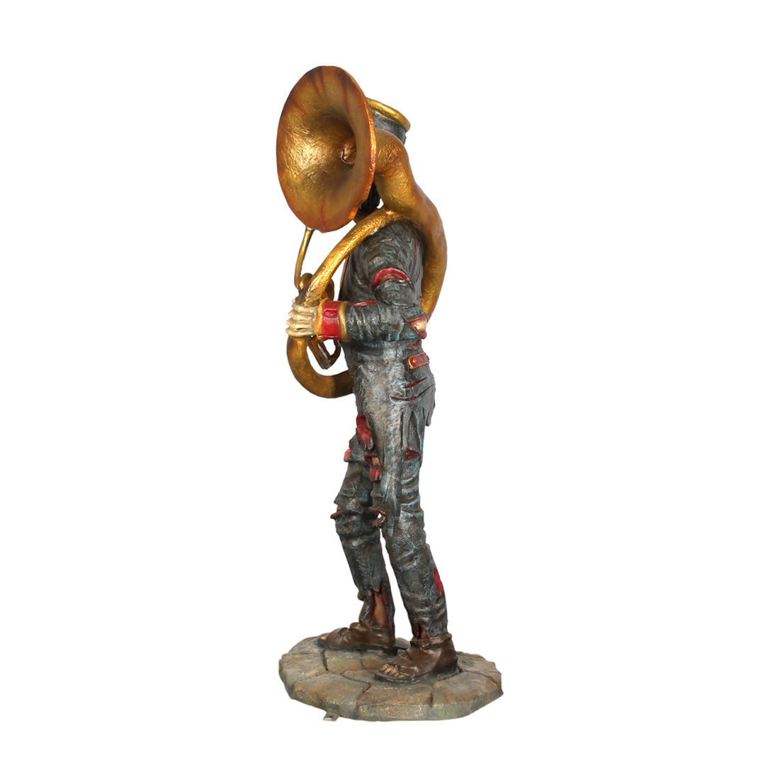 An undead horn player side view