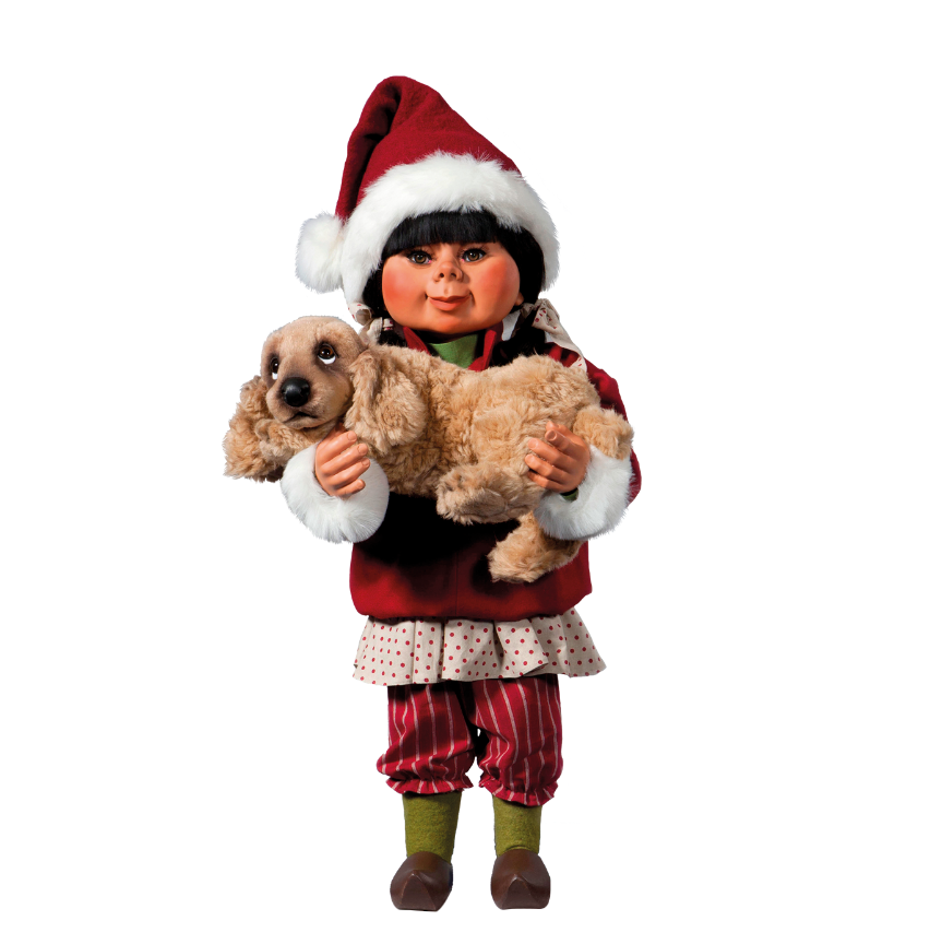 Girl Santa with Dog