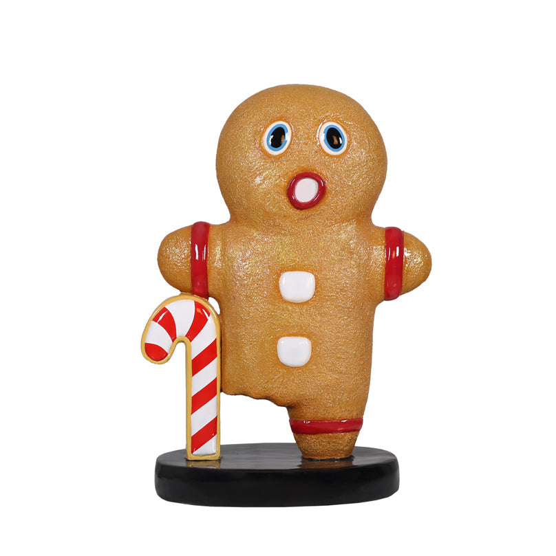 One Leg Gingerbread Holding Candy Cane