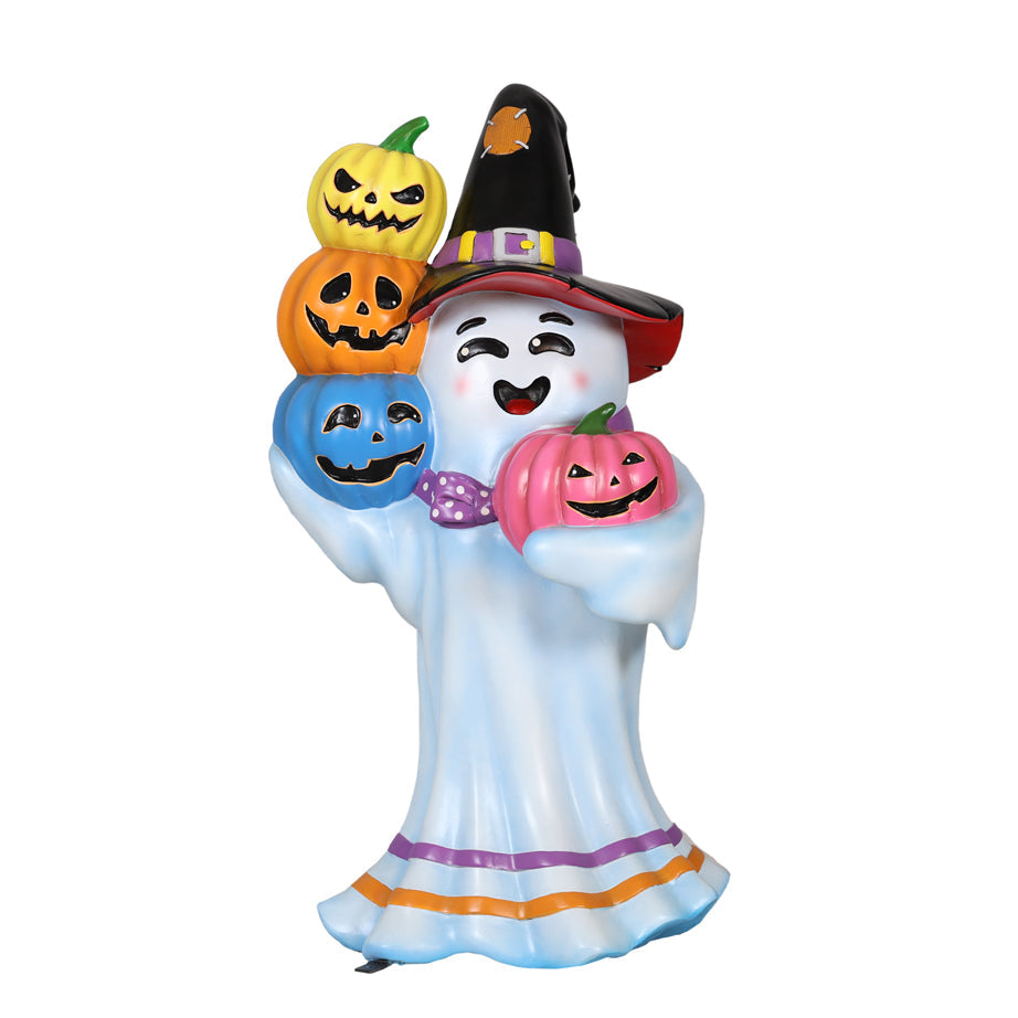 Witch Ghost Holding Pumpkins