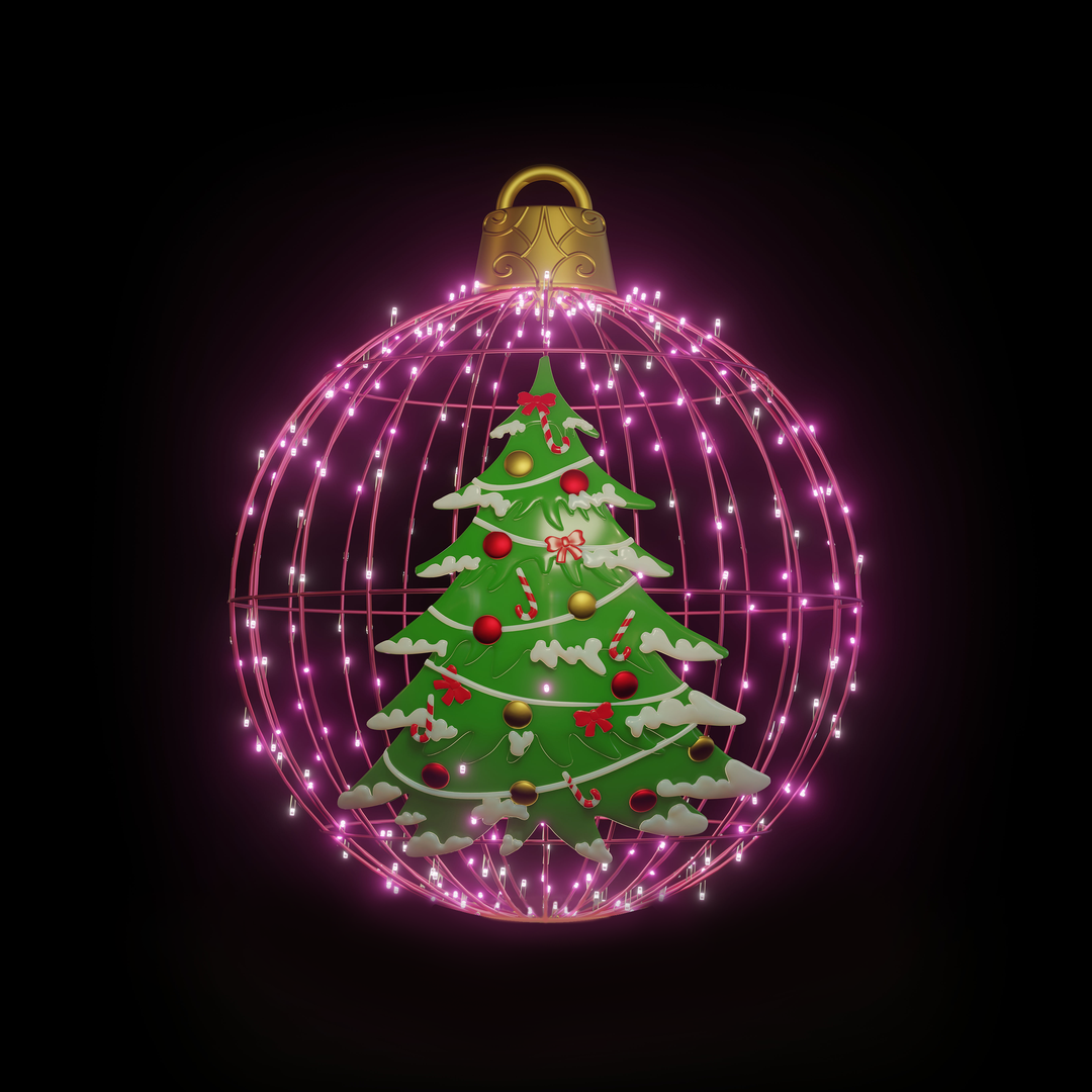 Christmas Ball Christmas Tree 4ft. Pink - Hanging