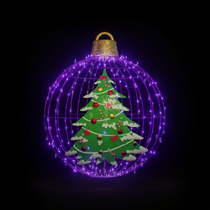 Christmas Ball Christmas Tree 4ft. Purple - Hanging