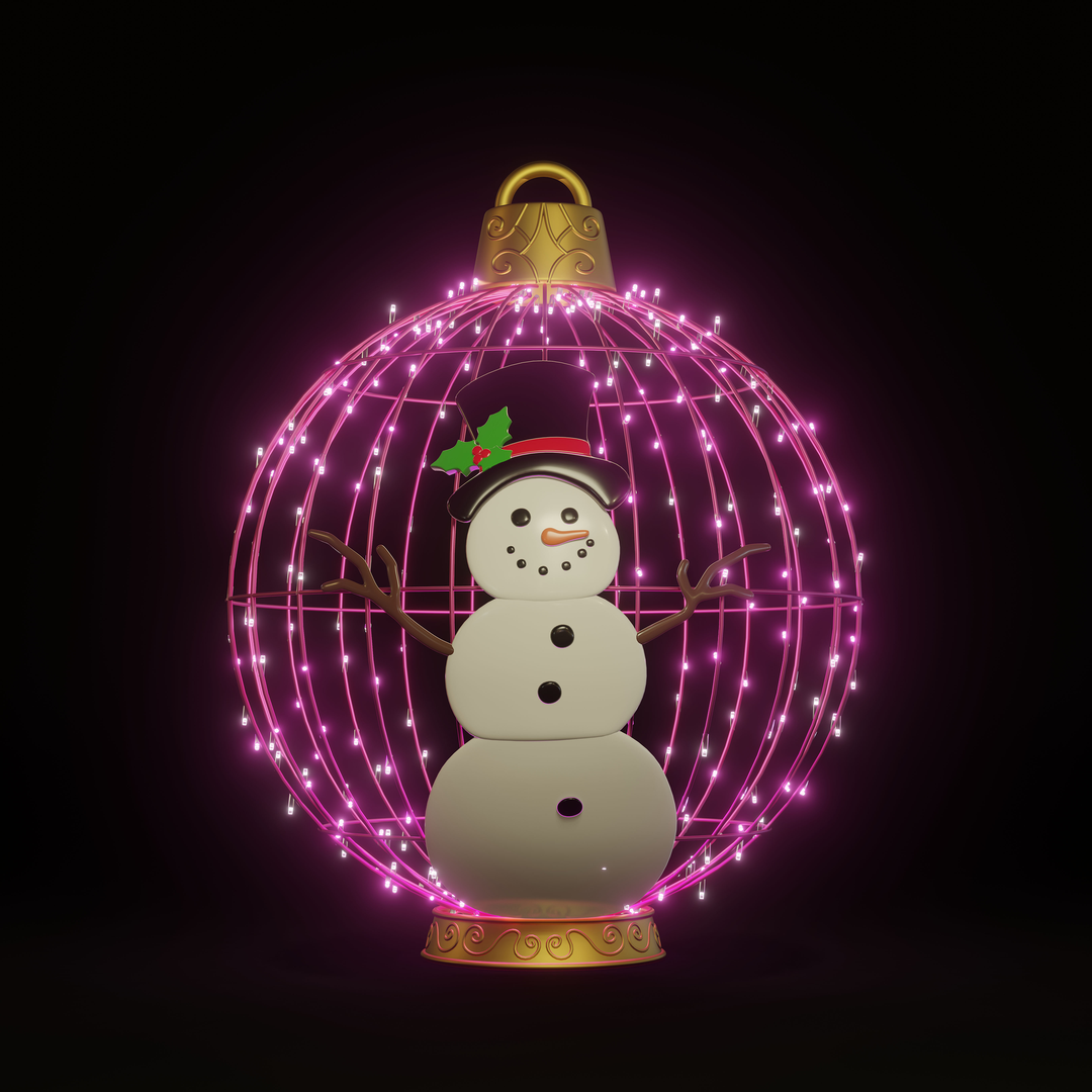 Christmas Ball Snowman 4ft Pink - Standing