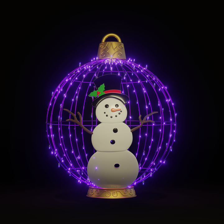 Christmas Ball Snowman 4ft Purple - Standing