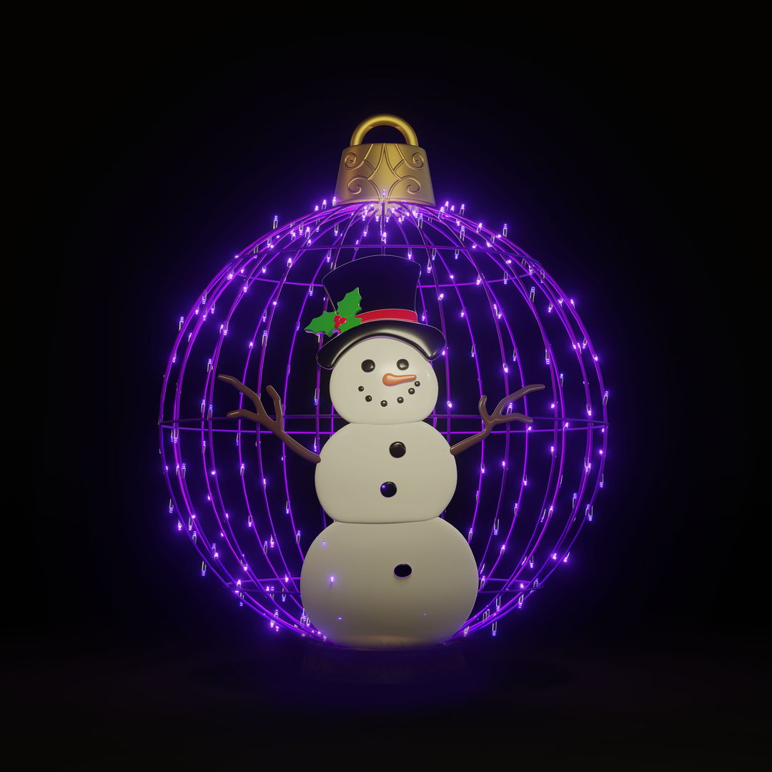 Christmas Ball Snowman 4ft Purple - Hanging