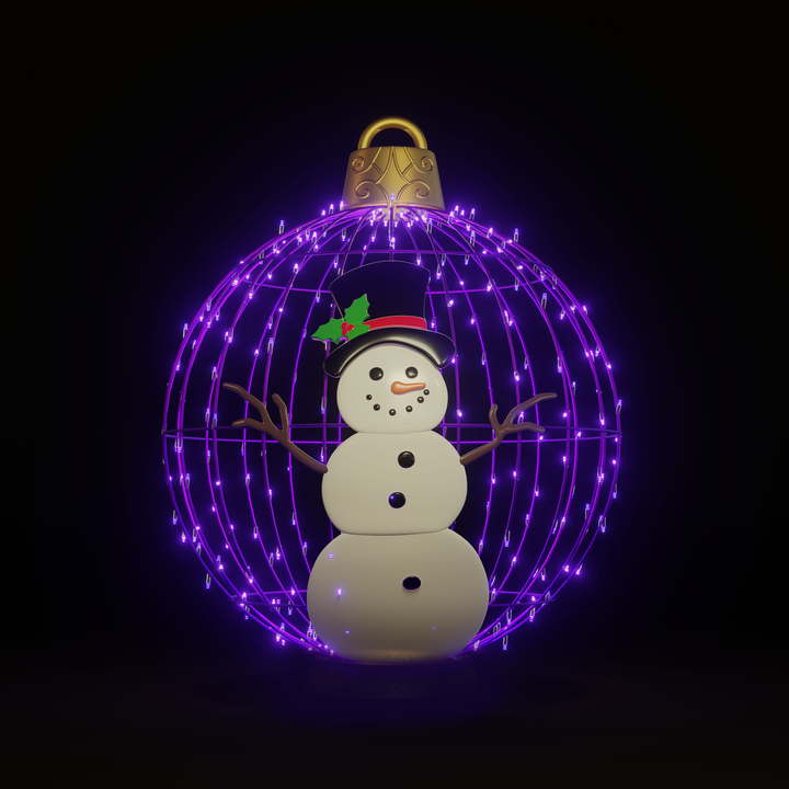 Christmas Ball Snowman 4ft Purple - Hanging