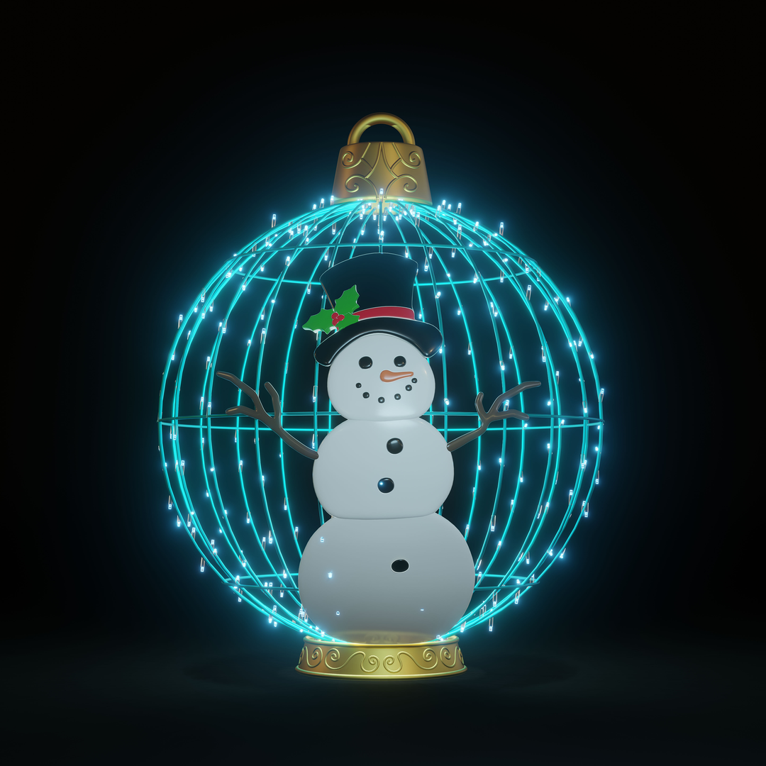 Christmas Ball Snowman 4ft Turquoise - Standing