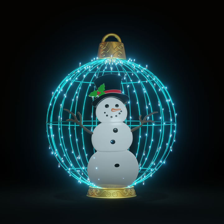 Christmas Ball Snowman 4ft Turquoise - Standing